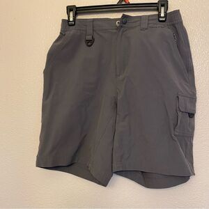 REI womens 100% nylon gray cargo hike long Bermuda 10”shorts hi rise gorpcore 10
